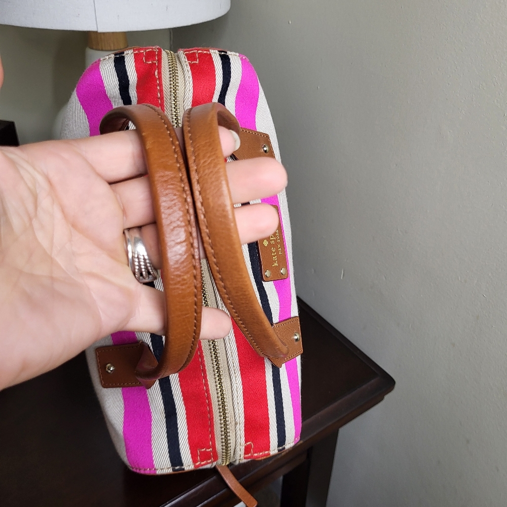 Kate Spade Pink Stripe Fabric Boston Bag - Picture 5 of 9